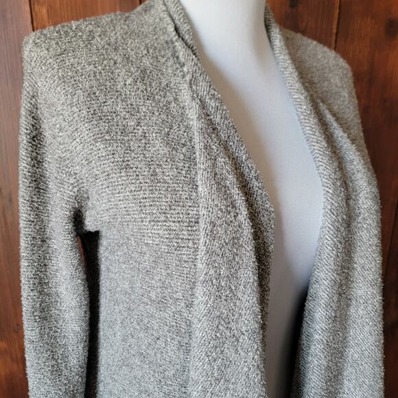 Barefoot Dreams Bamboo Chic Lite Cardigan S/M Heather Gray Open Front Waterfall - Picture 6 of 11